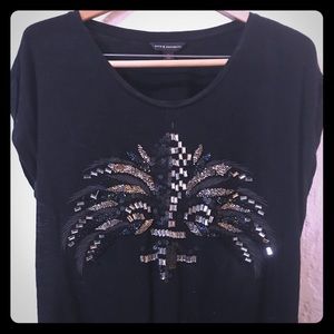 Vintage Rock & Republic beaded sequined T Shirt size‎ M